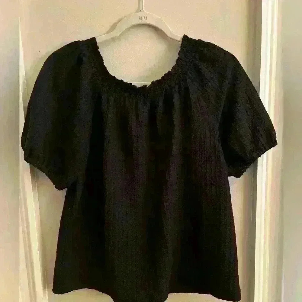 LOFT Textured Black Off the Shoulder